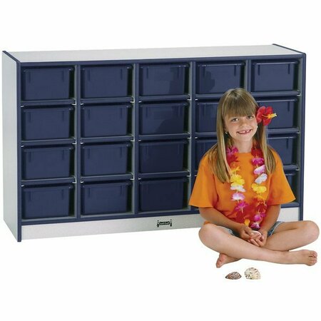 RAINBOW ACCENTS Mobile storage cabinet with 20 cubbies, navy trays &, 48'' x 15'' x 29 1/2''''. 5310421112